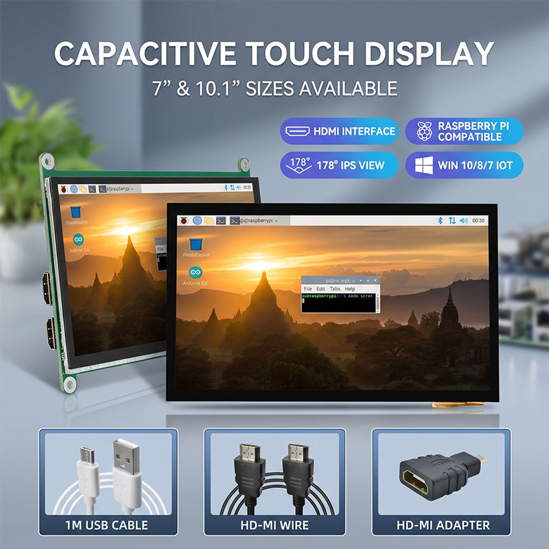 Raspberry Pi 10.1 Inch Capacitive Touch Screen Ips - IPS HDMI 터치 디스플레이 7 10.1인치