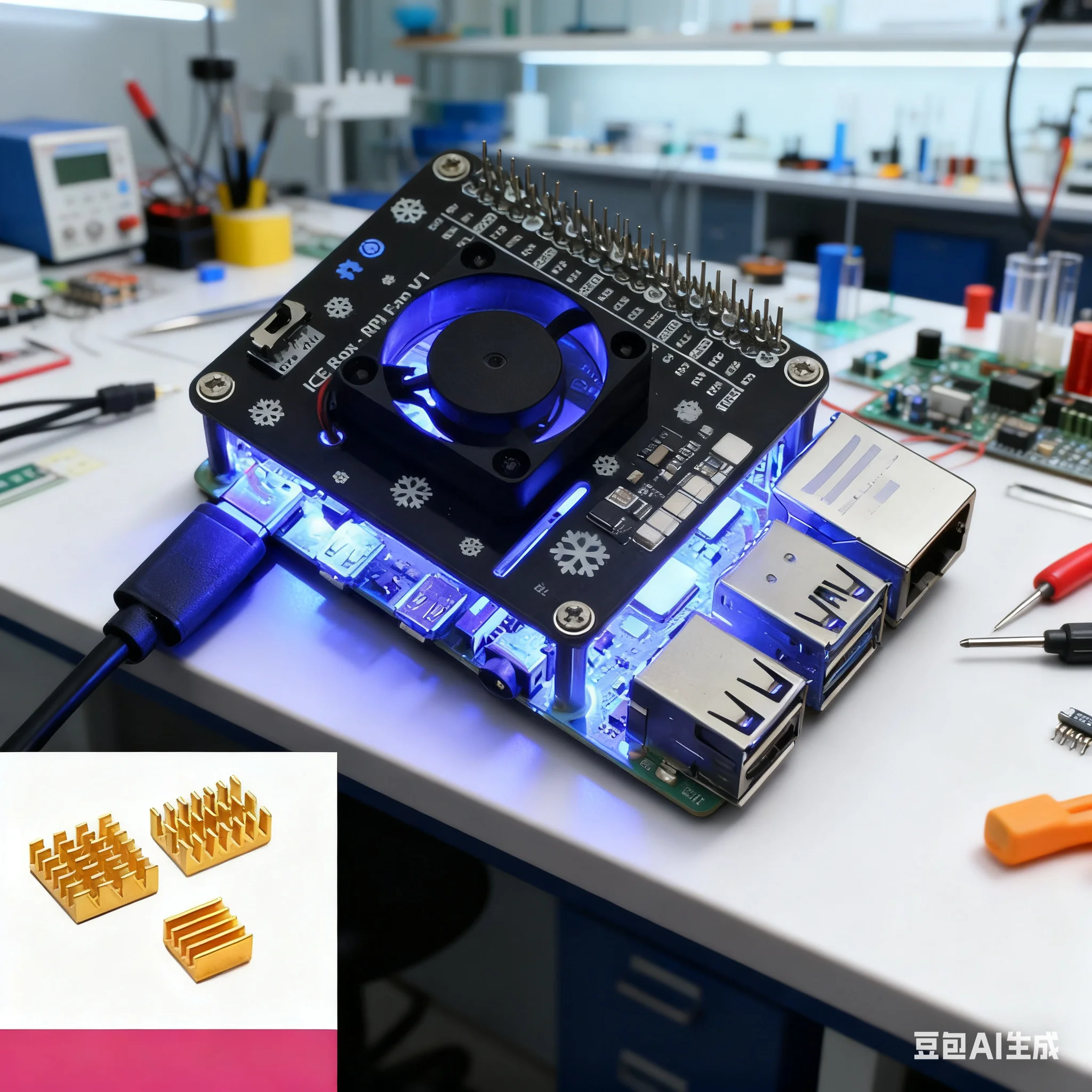 Raspberry Pi Water Cooling Kit - 라즈베리 파이 5/4B/3B+용 액티브 쿨링 HAT